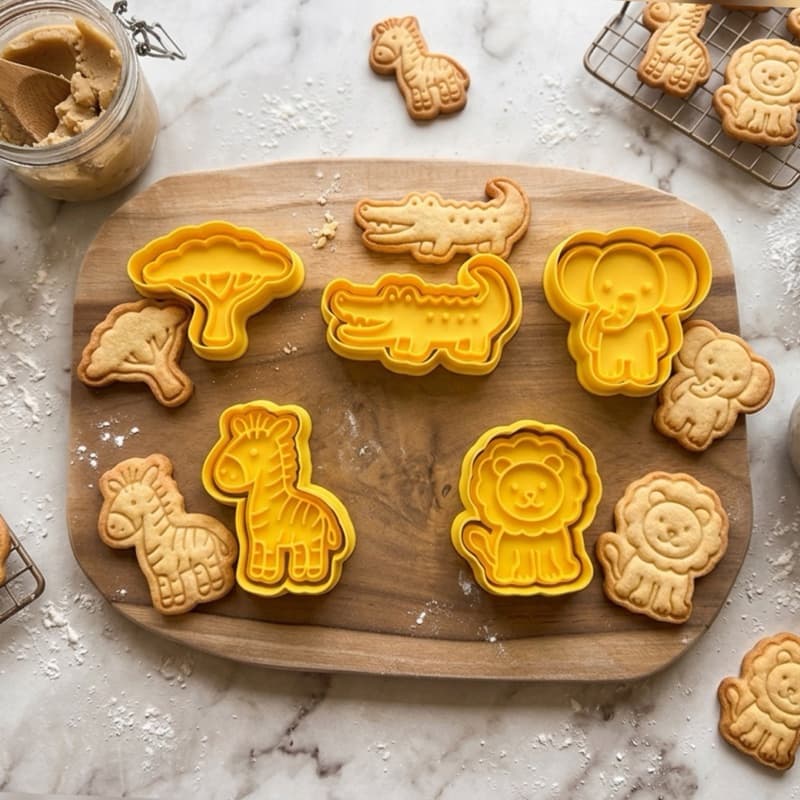 Kit 5 Cortadores de Biscoito Infantil Animais Fofinhos 6cm para Bolacha, Massinha e Pasta Americana Alta Qualidade Duráv