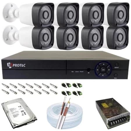 Kit 8 Câmeras Full HD 1080P Cftv Para Monitoramento Residencial e Comercial