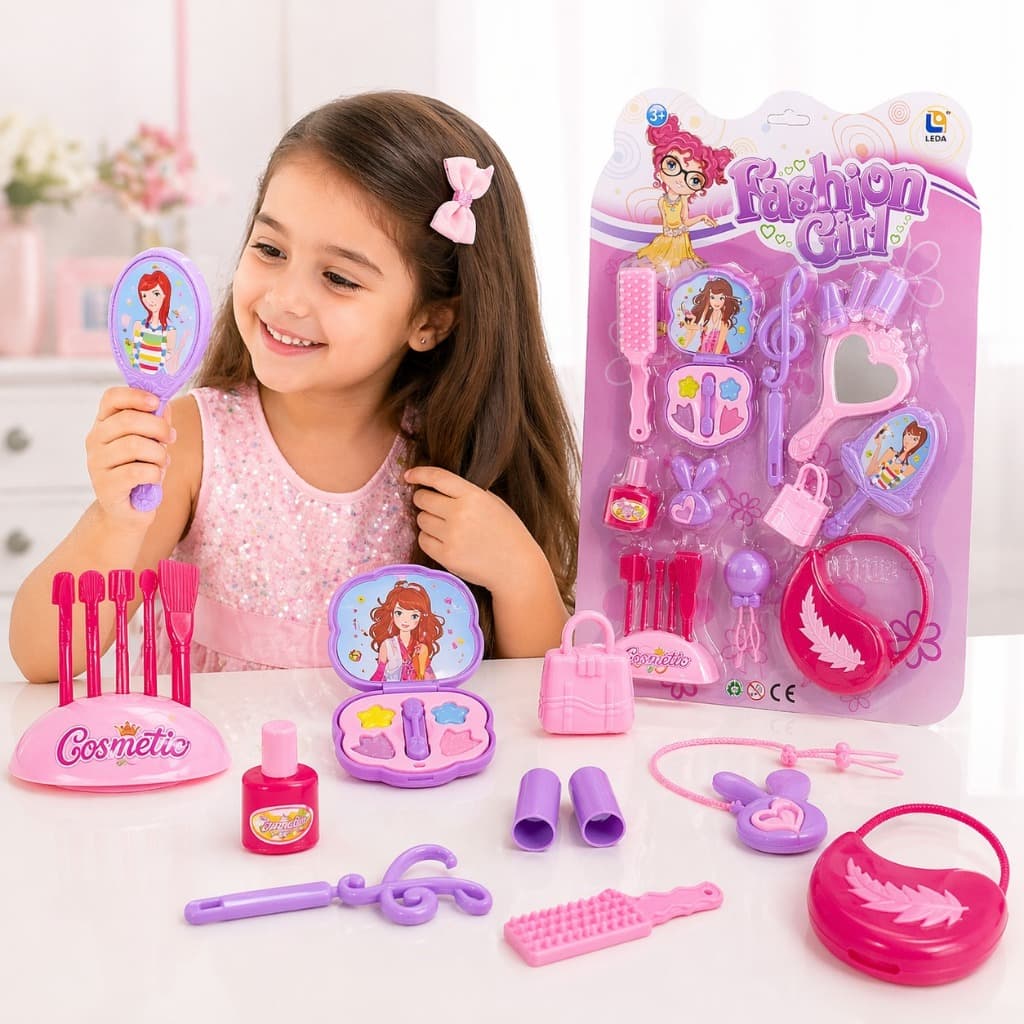 Kit De Beleza 12 Itens Fashion Girl Criança Brinquedo Para Meninas Brincar Presente Divertido