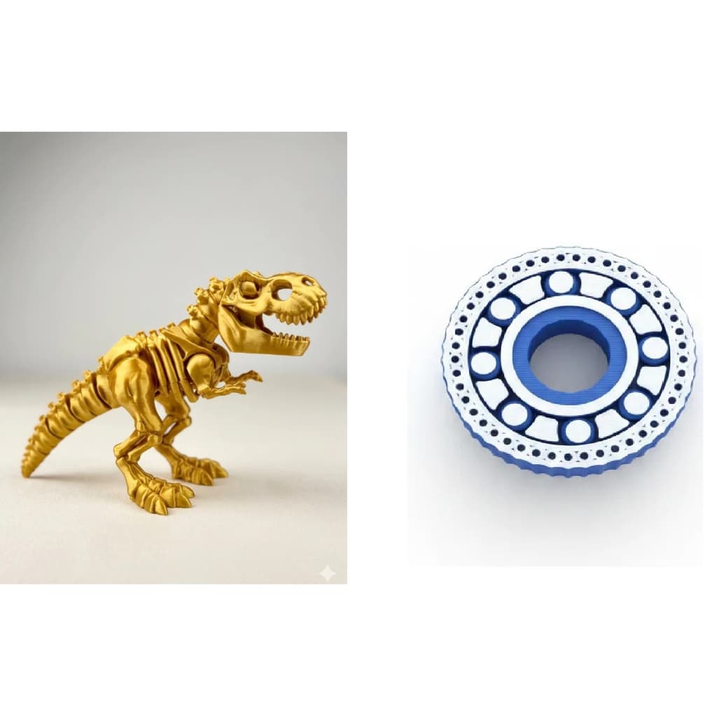 T-rex Articulado Dourado + Anel Anti Estresse Spinner Fidget Relaxante