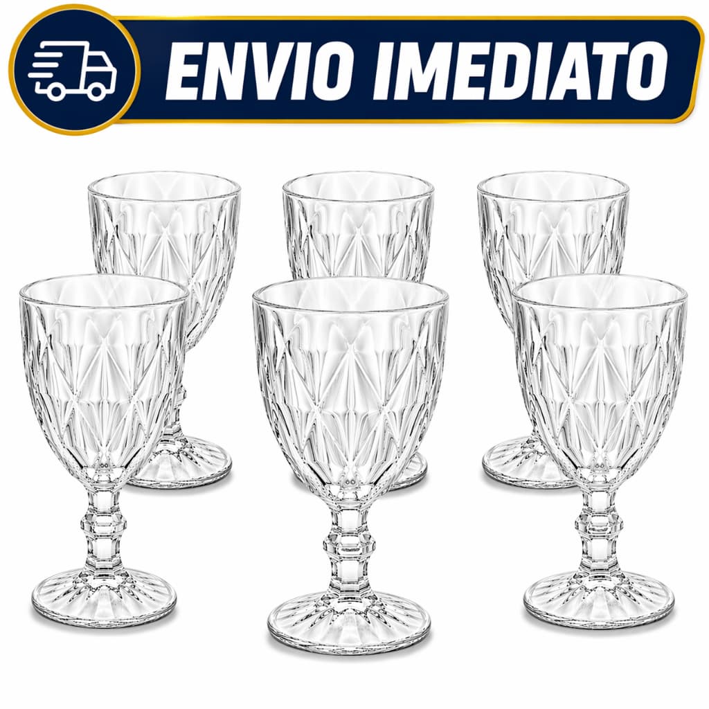 Jogo de Taças Diamond Laurel 340ml com 6 Peças Elegância e Sofisticação para Sua Mesa Envio Imediato