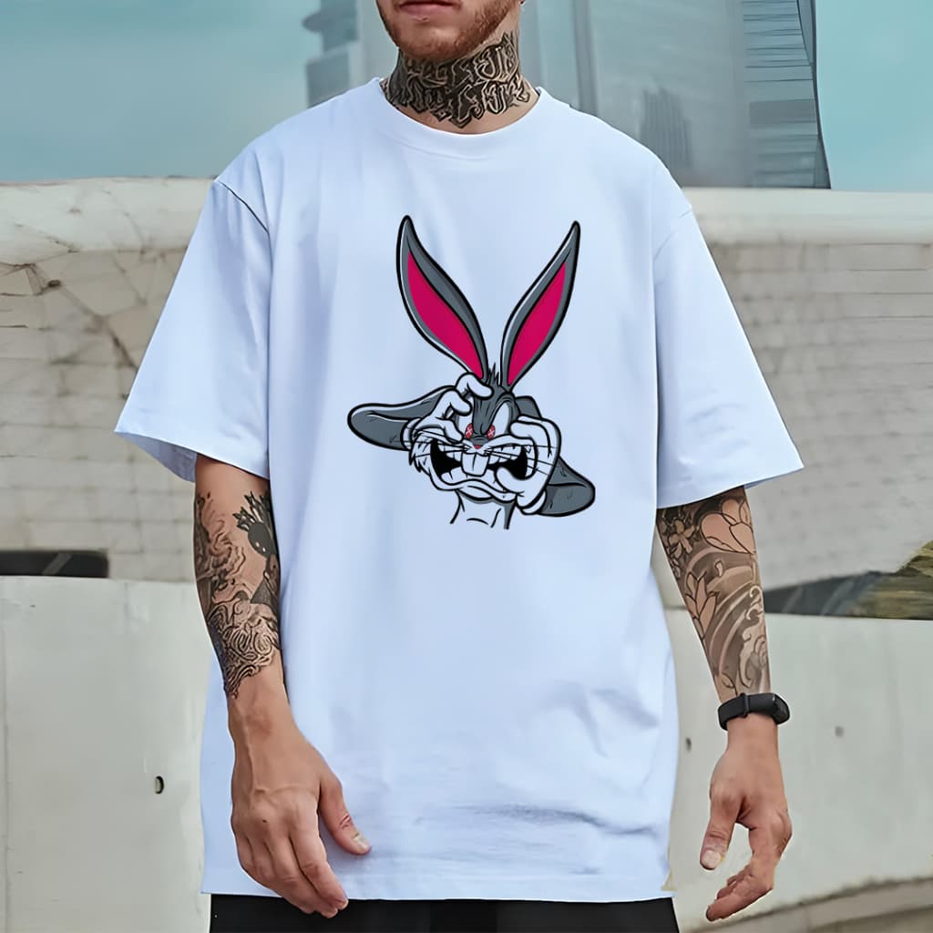 Camiseta Oversized Unissex Plus Size com Estampa Modelo: "Pernalonga maluco" - Lançamento 2026
