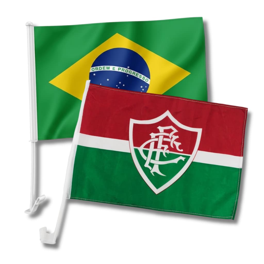 Kit Torcedor Flu, Bandeirinhas de Carro Copa do Mundo, Bandeirinhas de Carro Fluminense