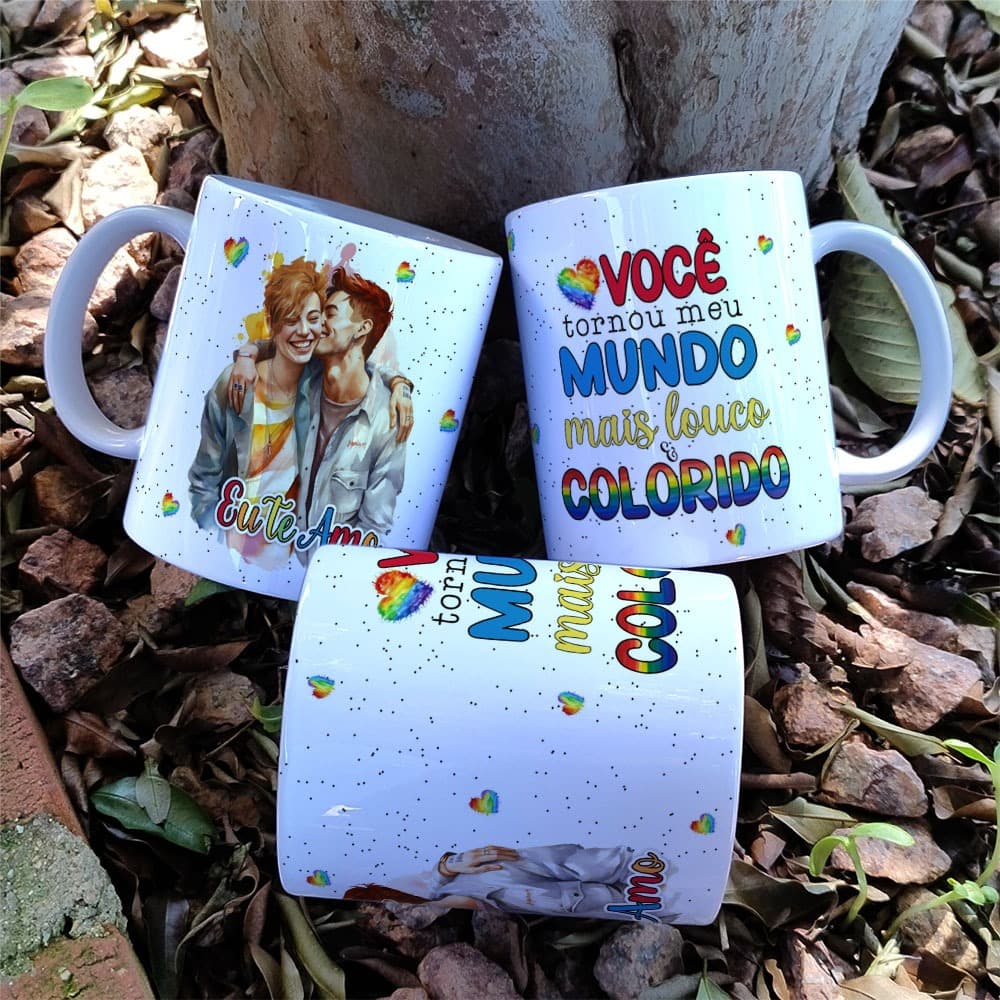 Caneca Xícara Dia dos Namorados Namoradas LGBTQIA+ Namoro Diversidade Personalizada Presente OFERTA RELÂMPAGO!