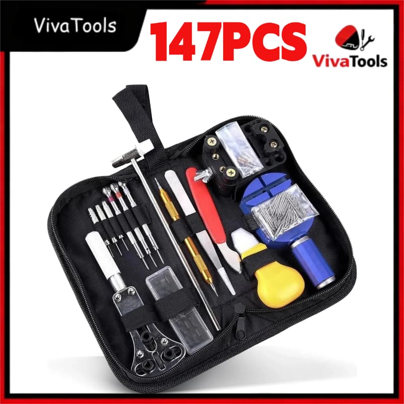 Ferramentas para Conserto de Relógios – Kit 147/185 Peças, Aço Inox, Troca de Pulseira