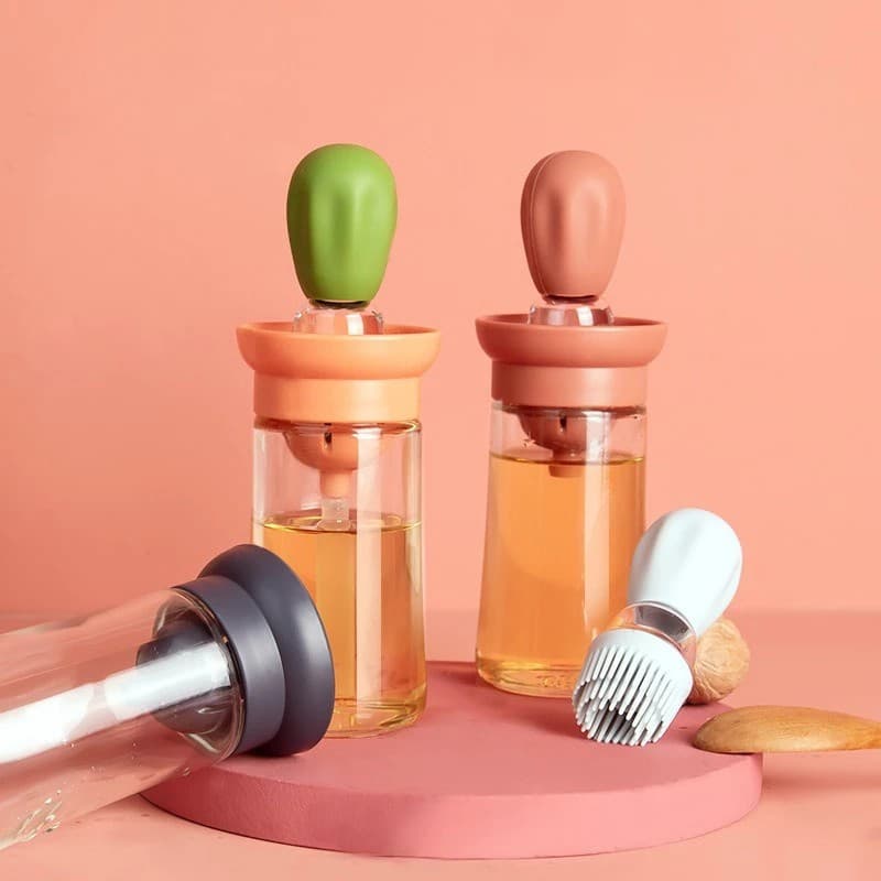 Porta Óleo Azeite Vinagre com Pincel de Silicone Culinário Cozinha Promoção
