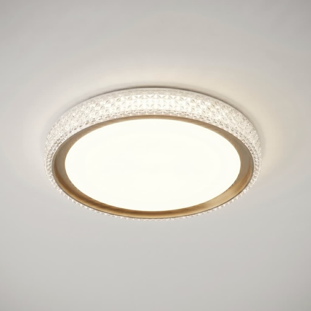 Plafon Led Moderno Cristal Dimerizável Redondo Dourado