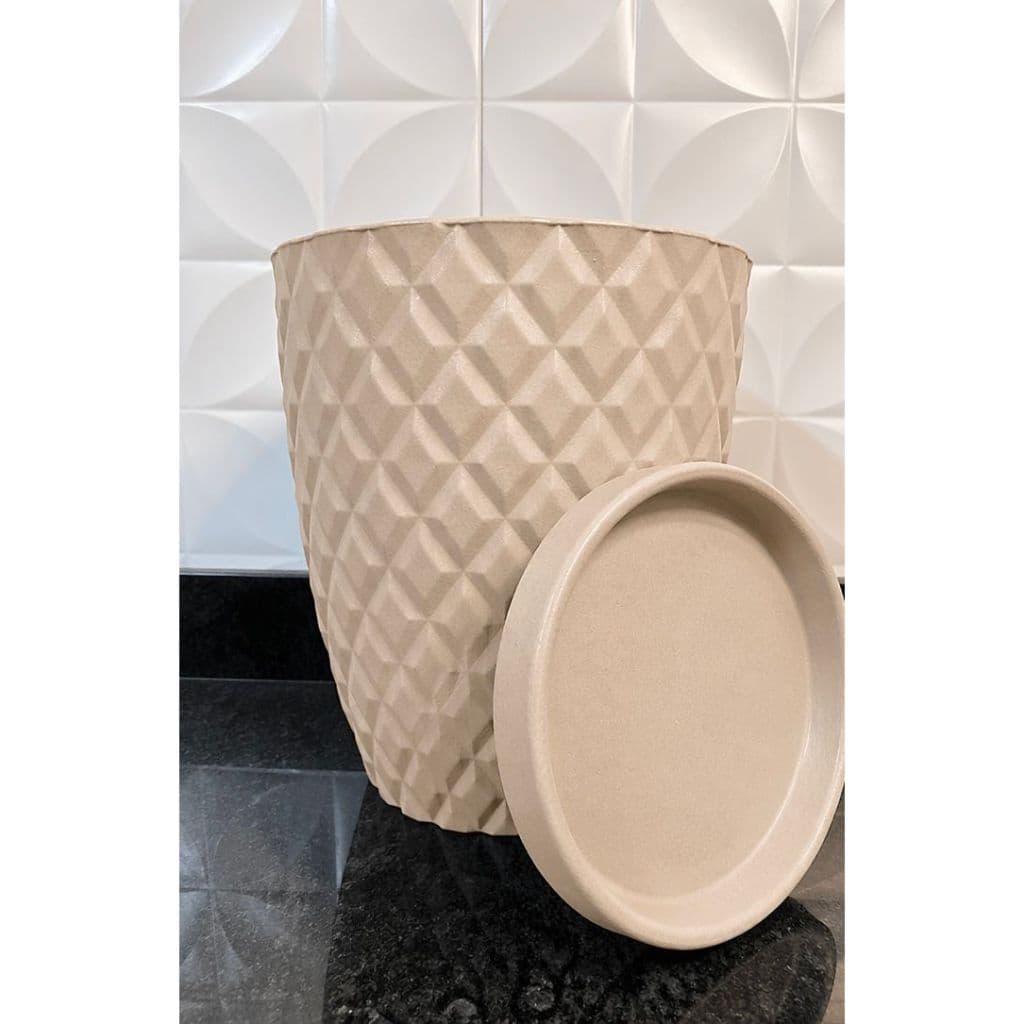 Vaso Para Plantas Decorativo em Polietileno Coluna Diamante C/ Prato Coletor 30x25x16 cm