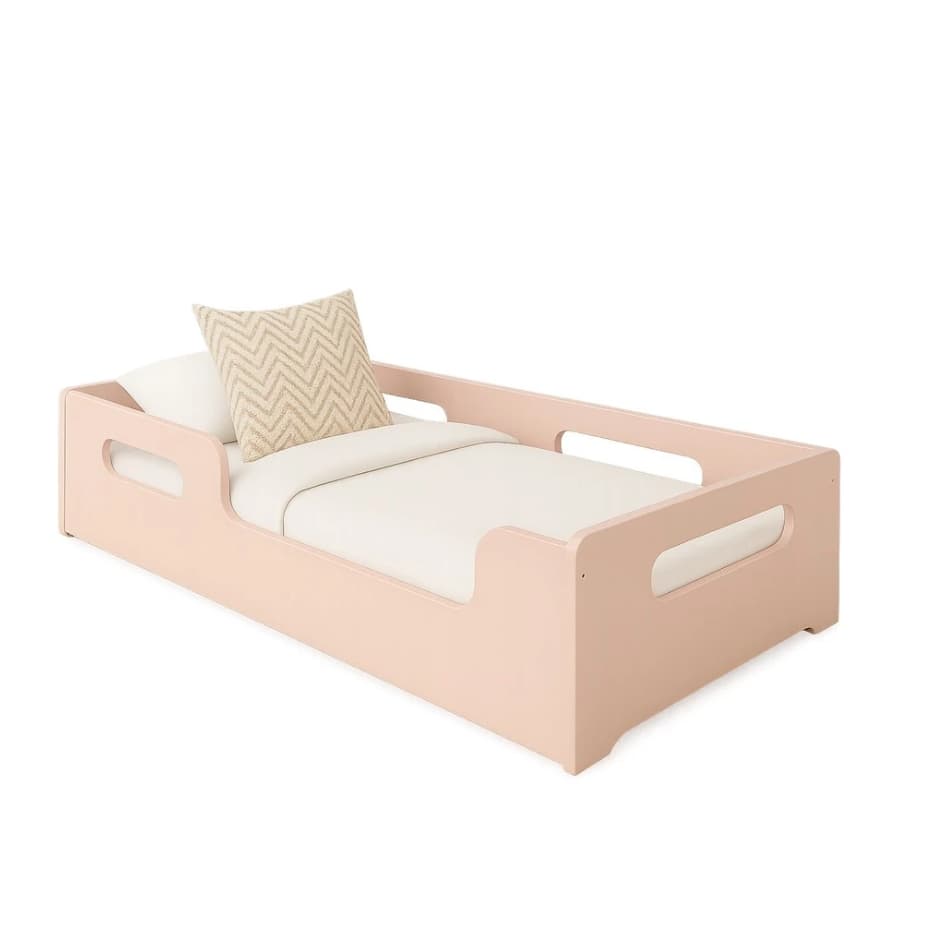 Cama Montessoriana Solteiro Infantil Princesa Cor Rosa Resistente Grade Proteção