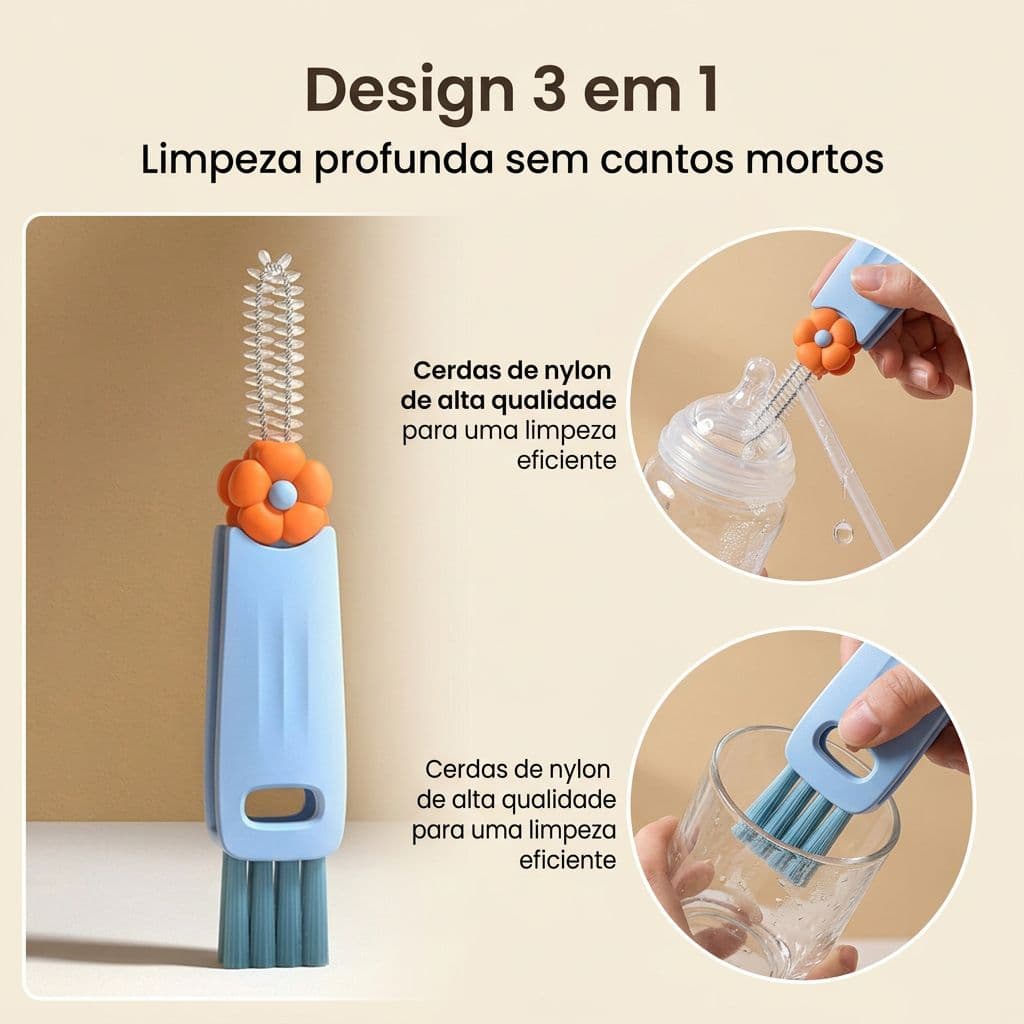 3 Em 1 Escovas P/ Lavar Mamadeira Bico Garrafa Bebe e copos de Nylon/Portátil Dobrável Garrafa Bebê Bico Cleaner