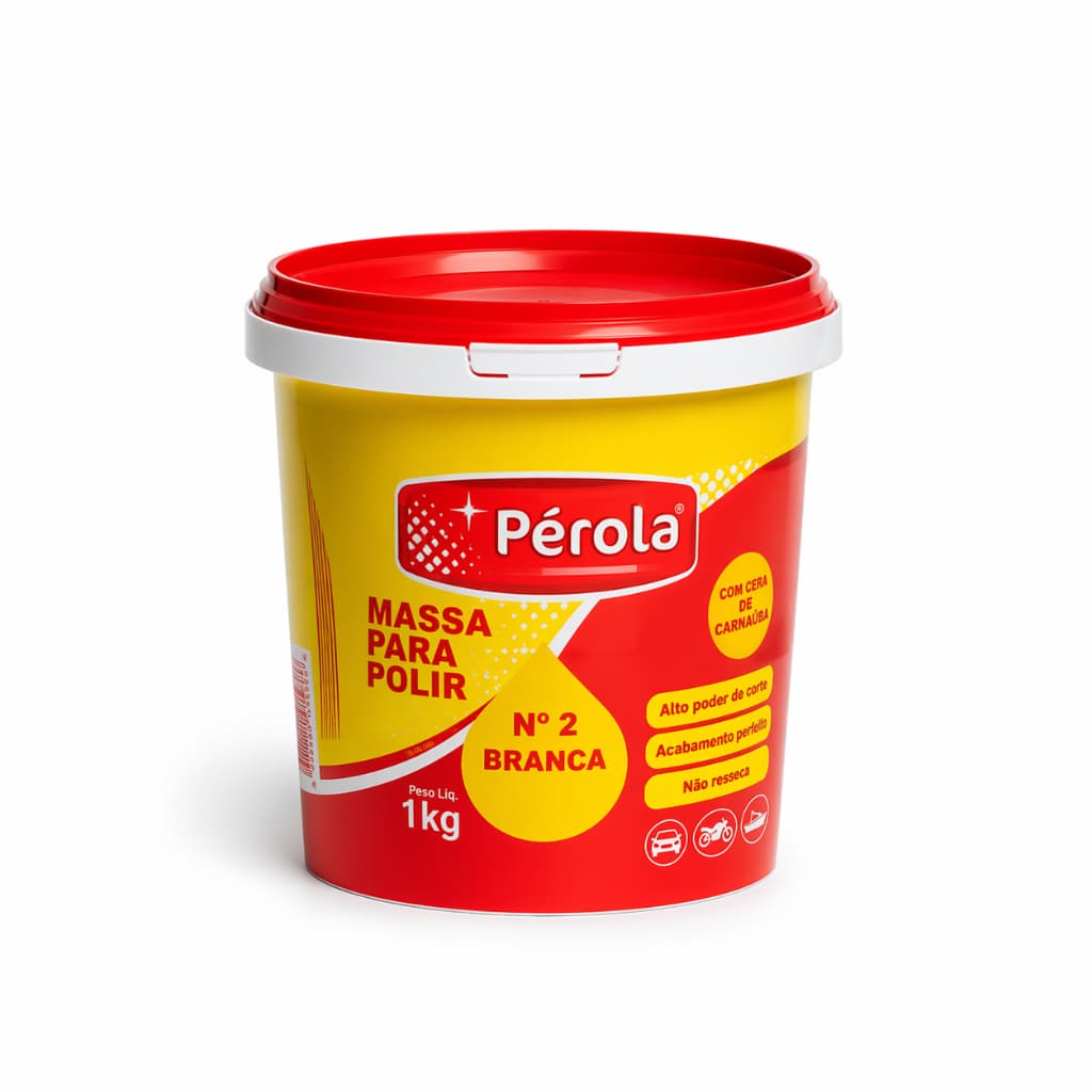 Massa de Polir Nº2 Pérola 1kg Base Água Refino e Brilho