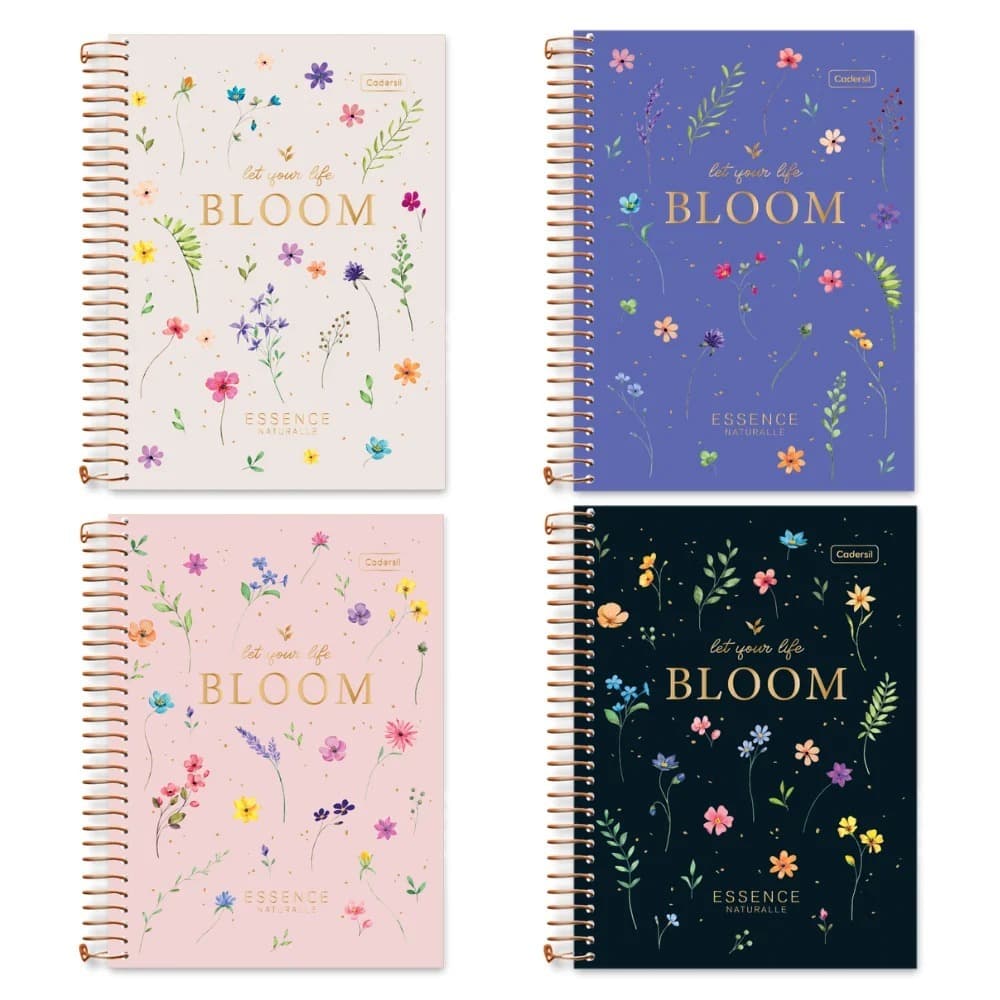Caderno Colegial 10 matérias 160 folhas Bloom Essence Naturalle - Cadersil