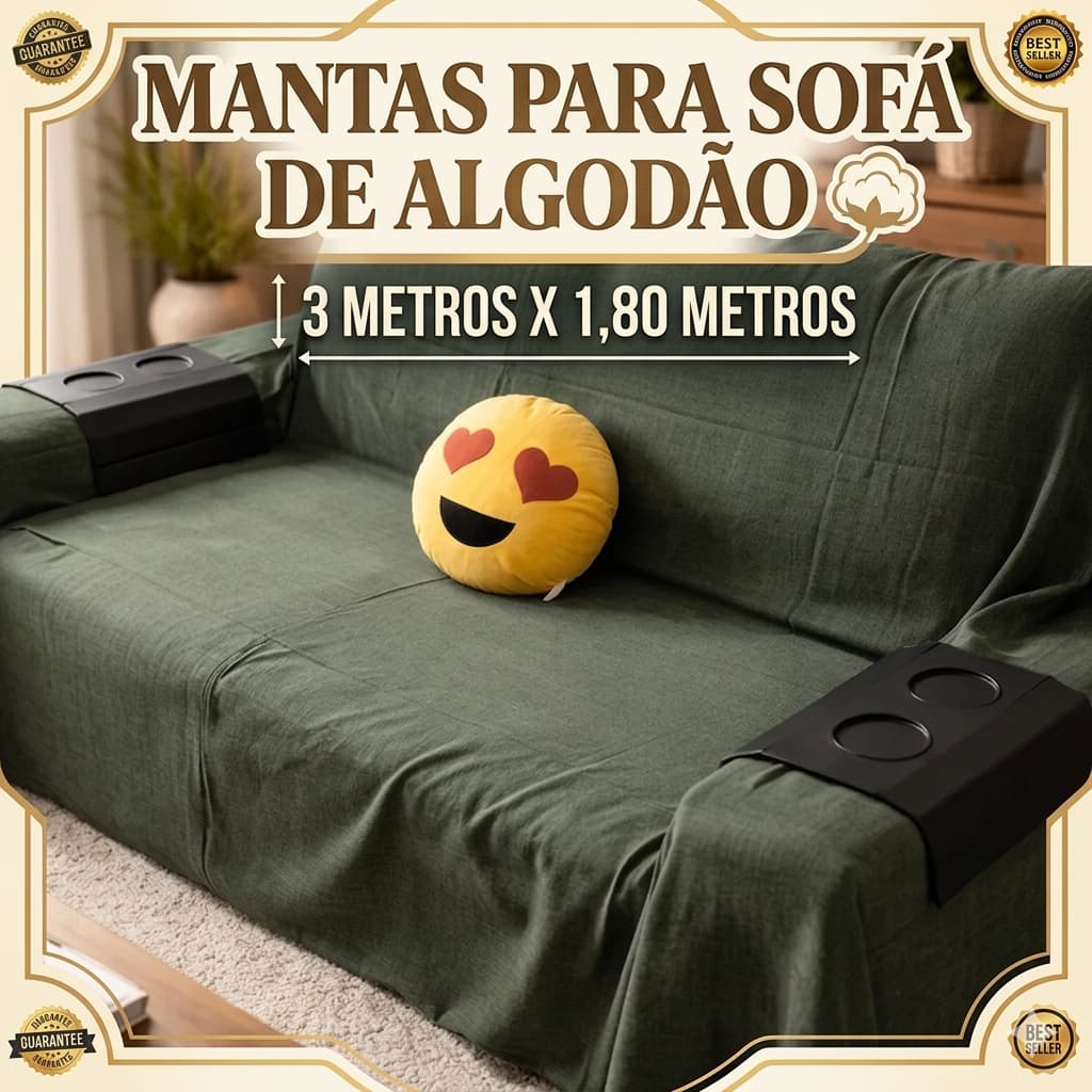 Manta King  3,00M x 1,80M Sofá Grande Grossa Decoração Sala Protetora Decorativa Colcha Coberta