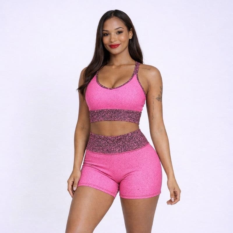 CONJUNTO TOP E SHORT DEGRADÊ FITNESS ACADEMIA E TREINO