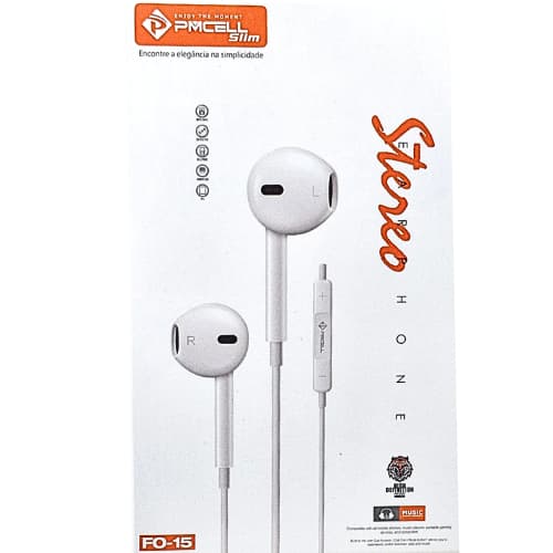 Fone De Ouvido In-ear Pmcell F0-15 C/ Microfone 1,2m - Branco