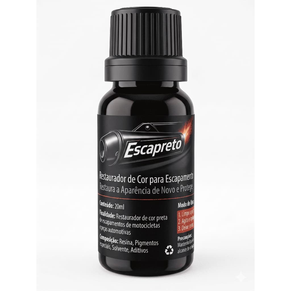 Escapreto Pretinho para Escapamento de Moto 20ml (Revitalizador / Restaurador)