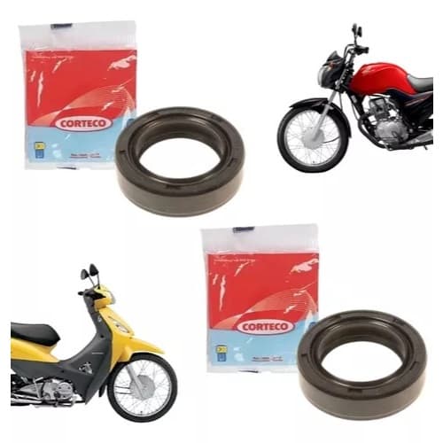 KIT 2 RETENTORES BENGALA CORTECO ORIGINAL CG TITAN FAN 125 BIZ 125 ALTA QUALIDADE ENCAIXE PRECISO LONGA VIDA