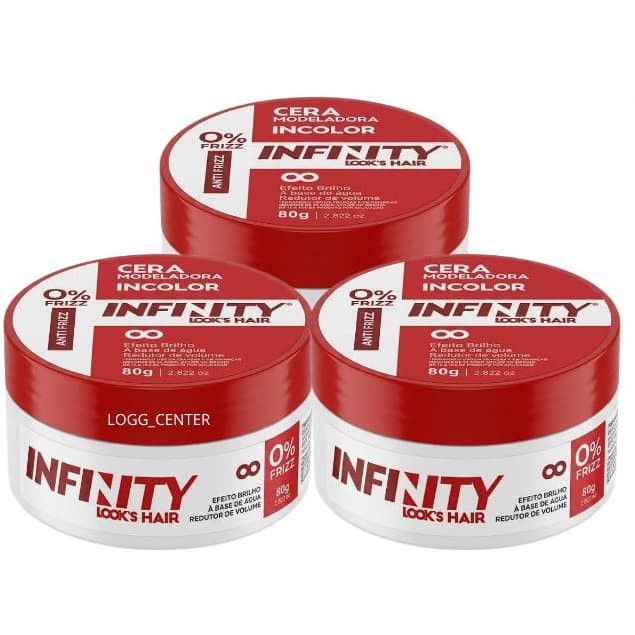 Kit 3x Pomadas Cera Incolor Modeladoras Infinity Mega Fixação 80g - Envio em 24 Horas
