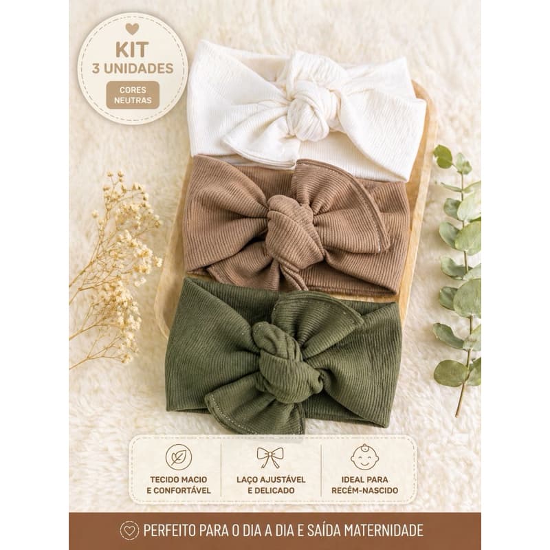 kit Faixinha turbante para bebê