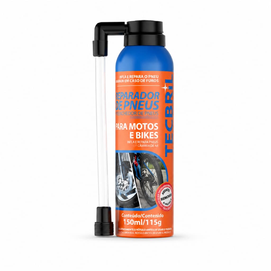 Reparador de Pneus Para Motos e Bikes 150ml - TecBrill