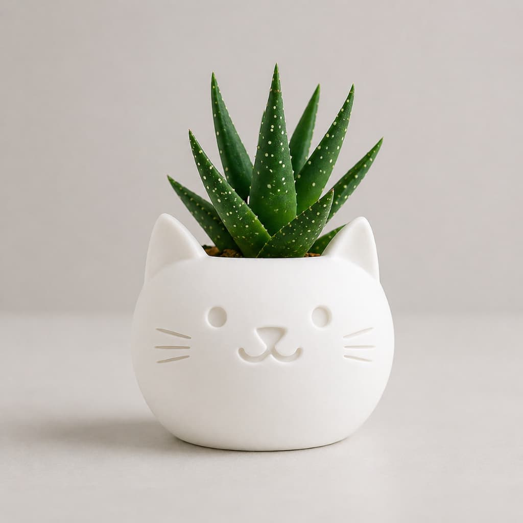 Vaso Gatinho 3D para Suculentas – Cachepot Decorativo Fofo Minimalista