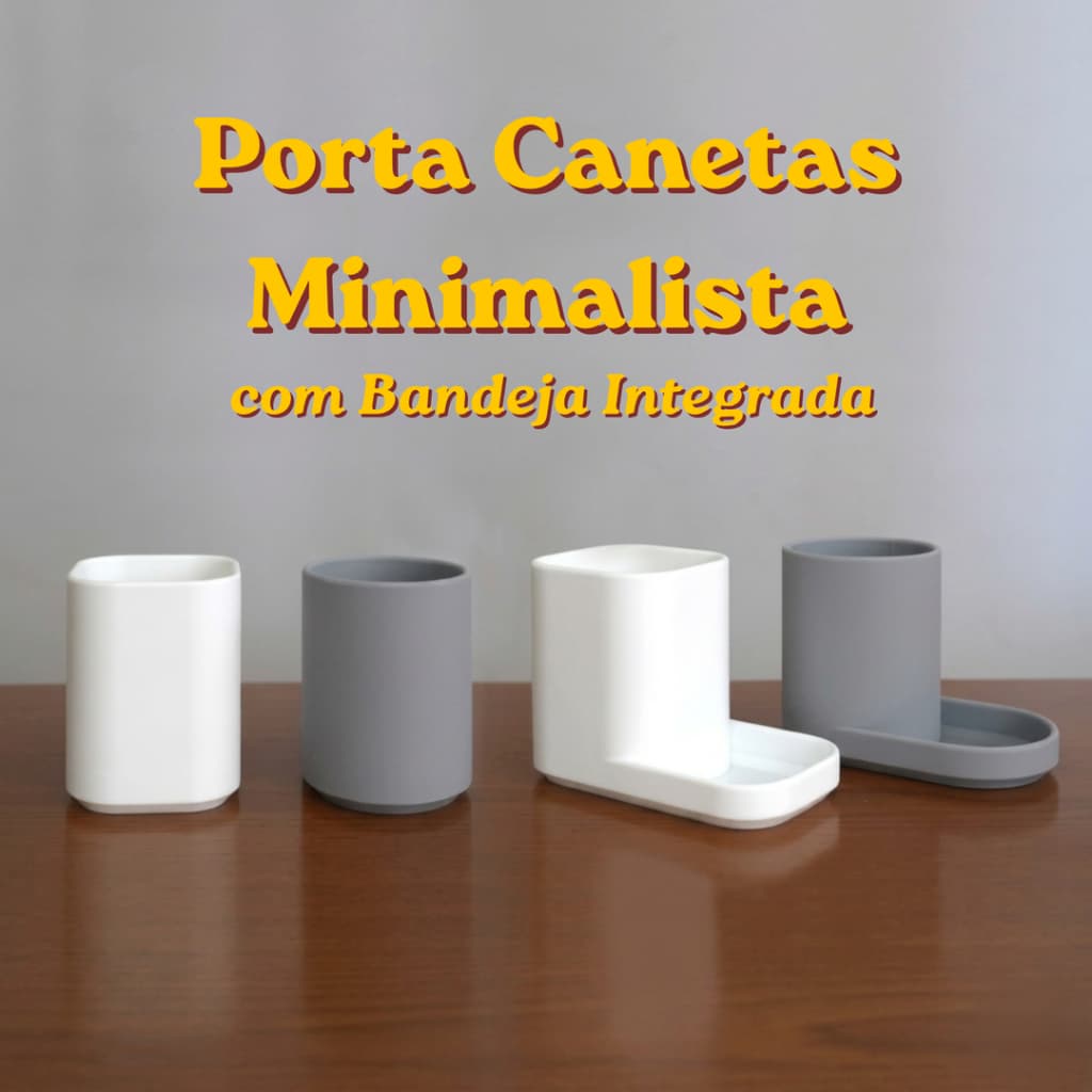 Porta Caneta Minimalista com Bandeja Integrada Organizador de Mesa Moderno Funcional Elegante para Escritório.