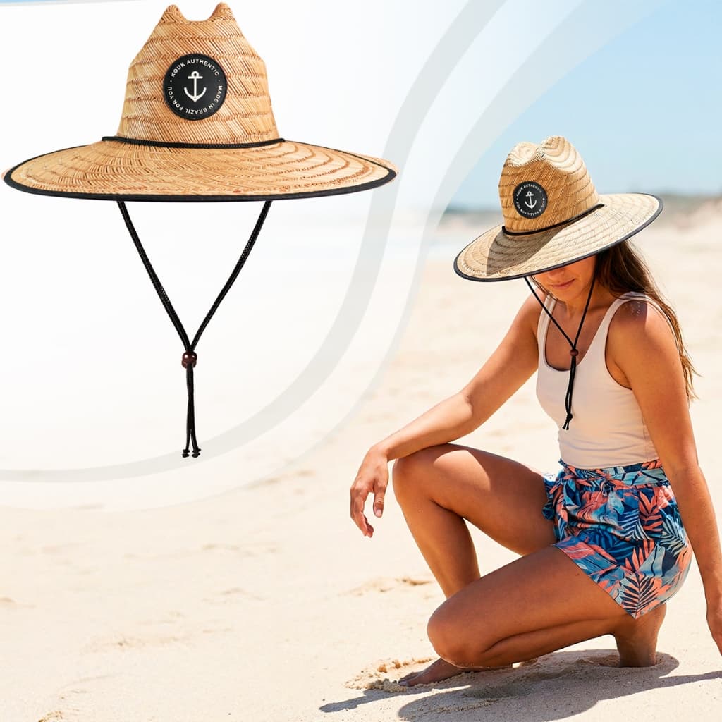 Chapéu de Sol Palha Natural Unissex Moda Praia Verão Sombreiro Aba Larga Surf Proteção Solar Rústico