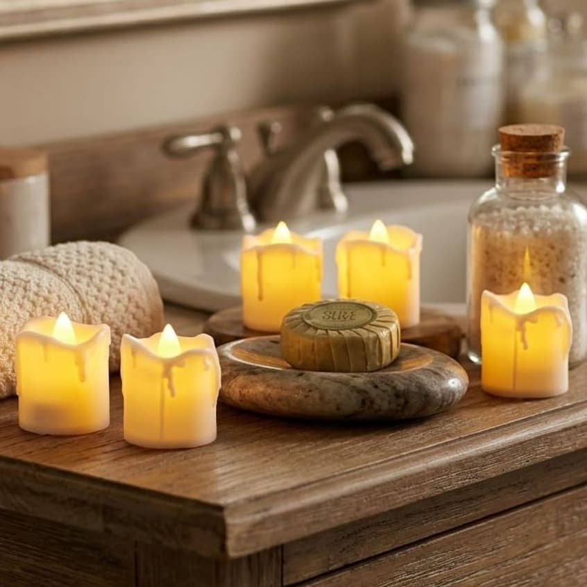 Kit com 24 Lindas velas decorativas de Led eletrônicas amarelas festa com bateria inclusa