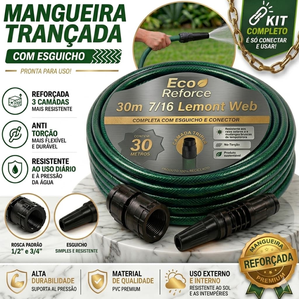 Mangueira Jardim 30m metros resistente com esguicho Mangueira de jardim 30m metros Quintal  10/15/20/25/30/35/50 Metros