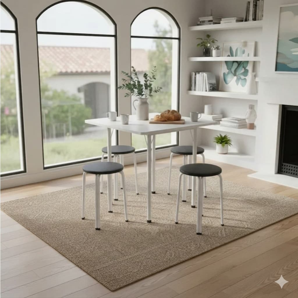 Conjunto Mesa Dobrável Com 4 Bancos Cozinha Jantar Sala