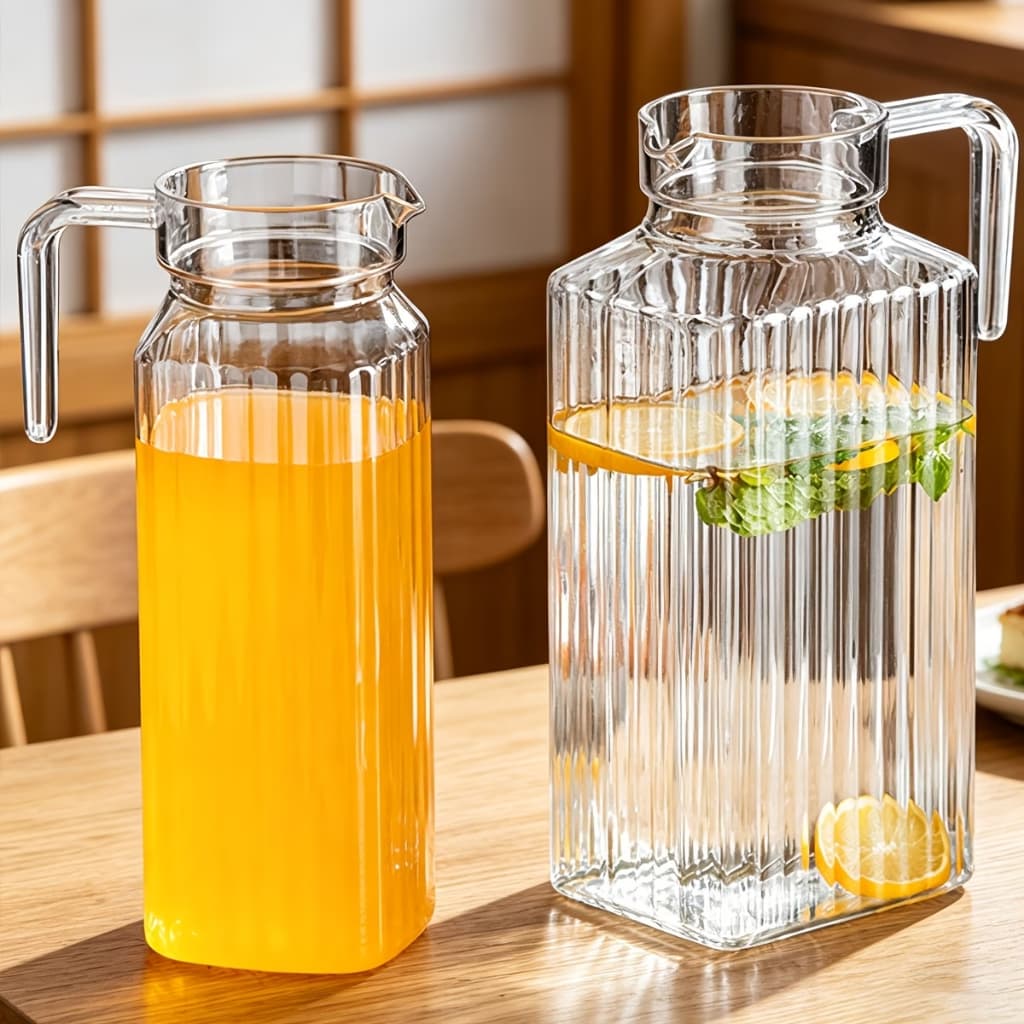 Jarras de Vidro 1 Litro com Tampa Conjunto 2 Jarra Transparente para Suco e Água