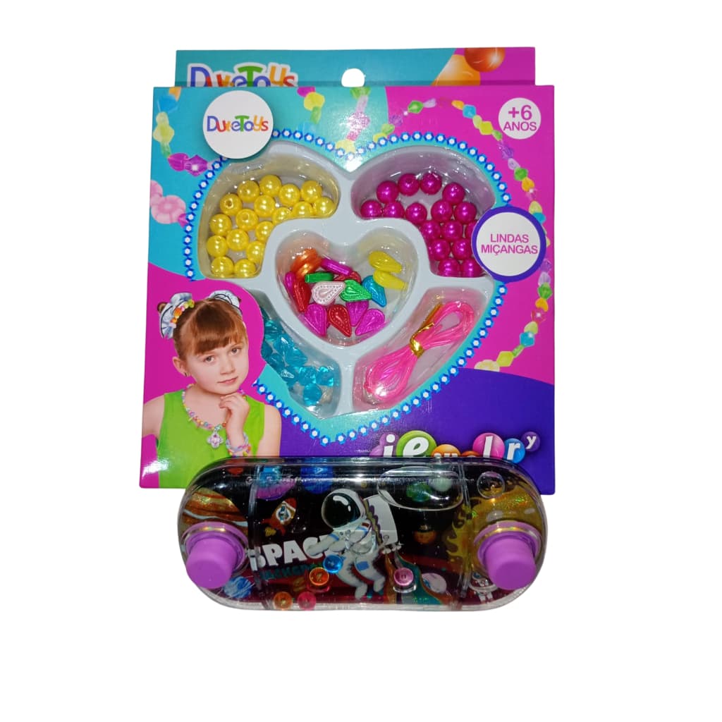 Kit Infantil Miçangas Meninas + Aquaplay Brinquedo Educativo