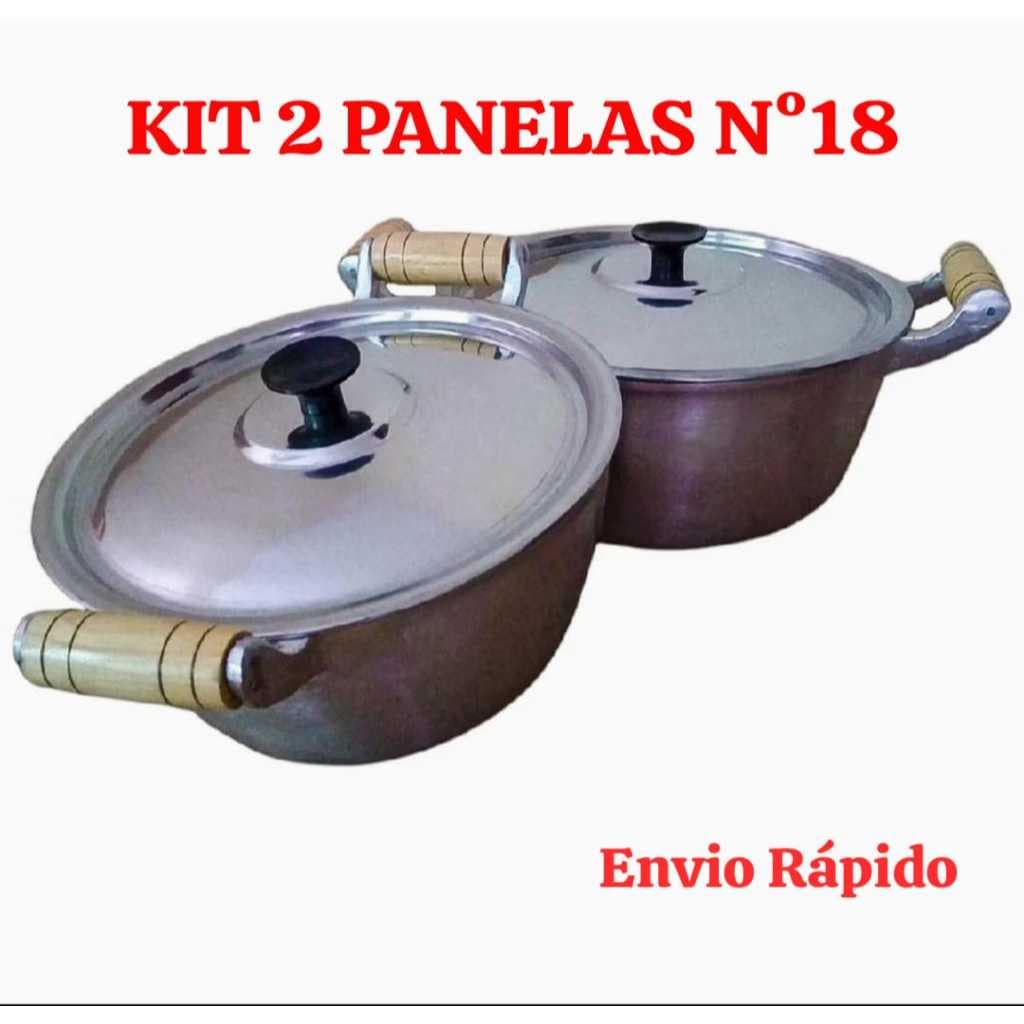 KIT DE DUAS Panelas Caçarolas 18 de Alumínio Fundido Batido Grosso n 18 1,7 Litros com Tampa