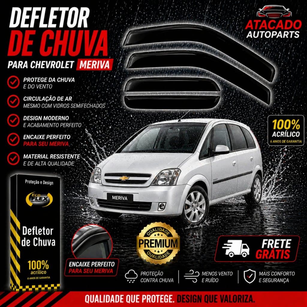 Calha de Chuva Defletor Meriva Todos 2003 A 2012 4 Portas Original Ecoflex Fume