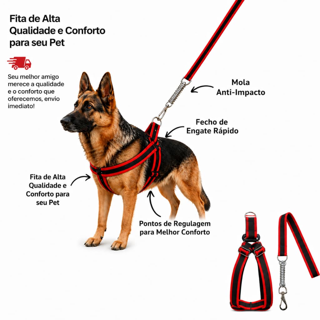 Coleira para Cachorro Peitoral Todos os Portes Pequeno Médio Grande