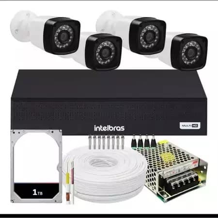 Kit 4 Cameras Segurança Hd  Dvr Intelbras 4 Canais Promo04 hd 1tb