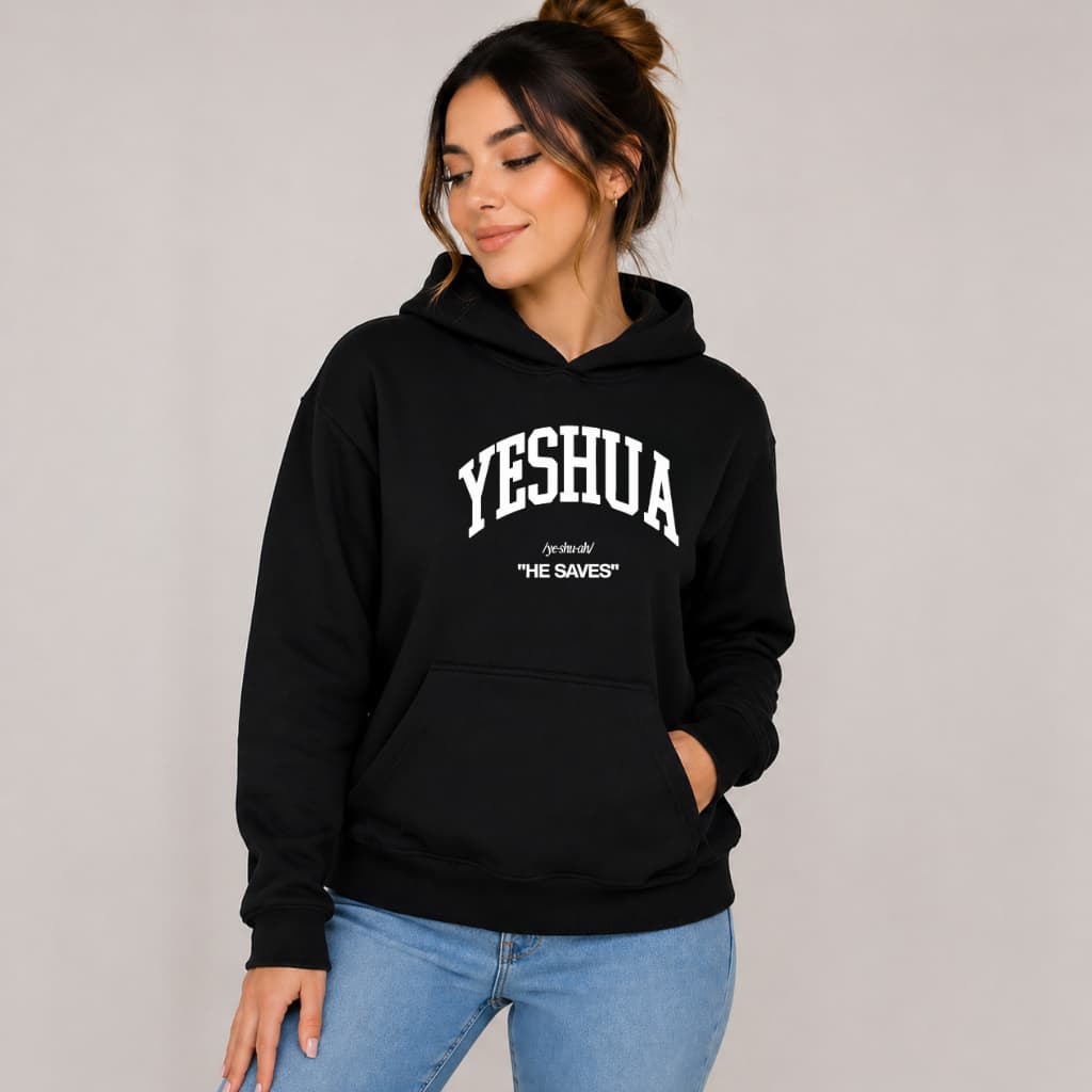 Moletom Canguru Feminino Estampado Yeshua Moda Evangélica 100% Algodão Blusa Estilosa