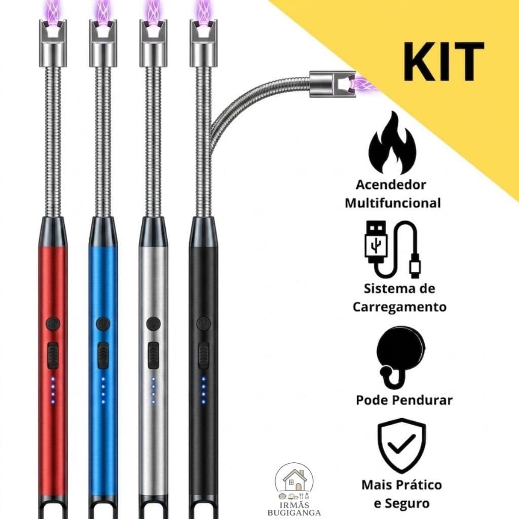 Acendedor Isqueiro Elétrico Plasma Recarregável USB Flexível Ecológico Fogão Velas Luxo