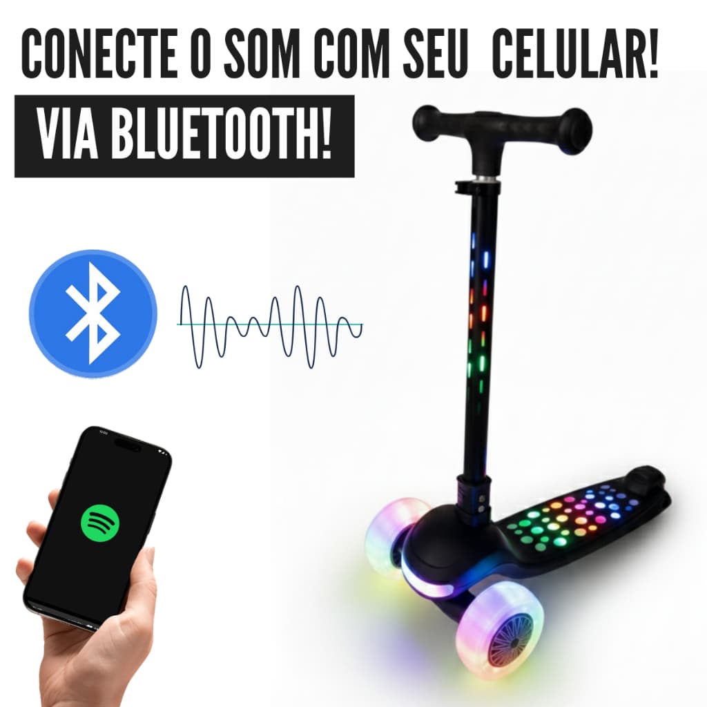 Patinete Infantil Criança 3 rodas Scooter Dobrável com Luzes  Led Resistente varias cores e modelos