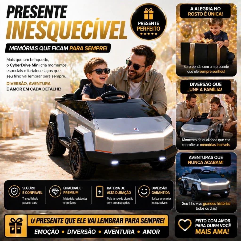 Carro Elétrico Infantil Caminhão Supertruck Futurista 12V Cinza  Controle Remoto Recaregável