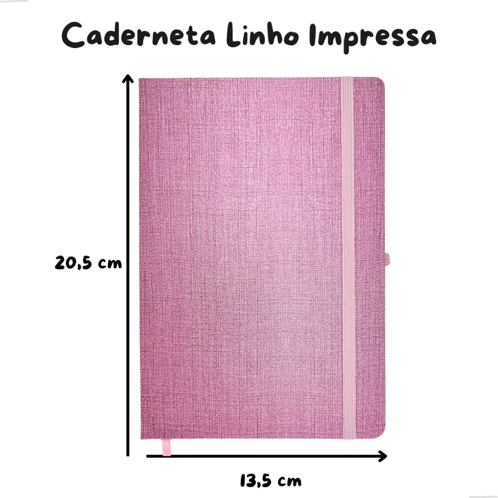 Caderneta Anotação A5 Executiva Tipo Moleskine Linho Impresso
