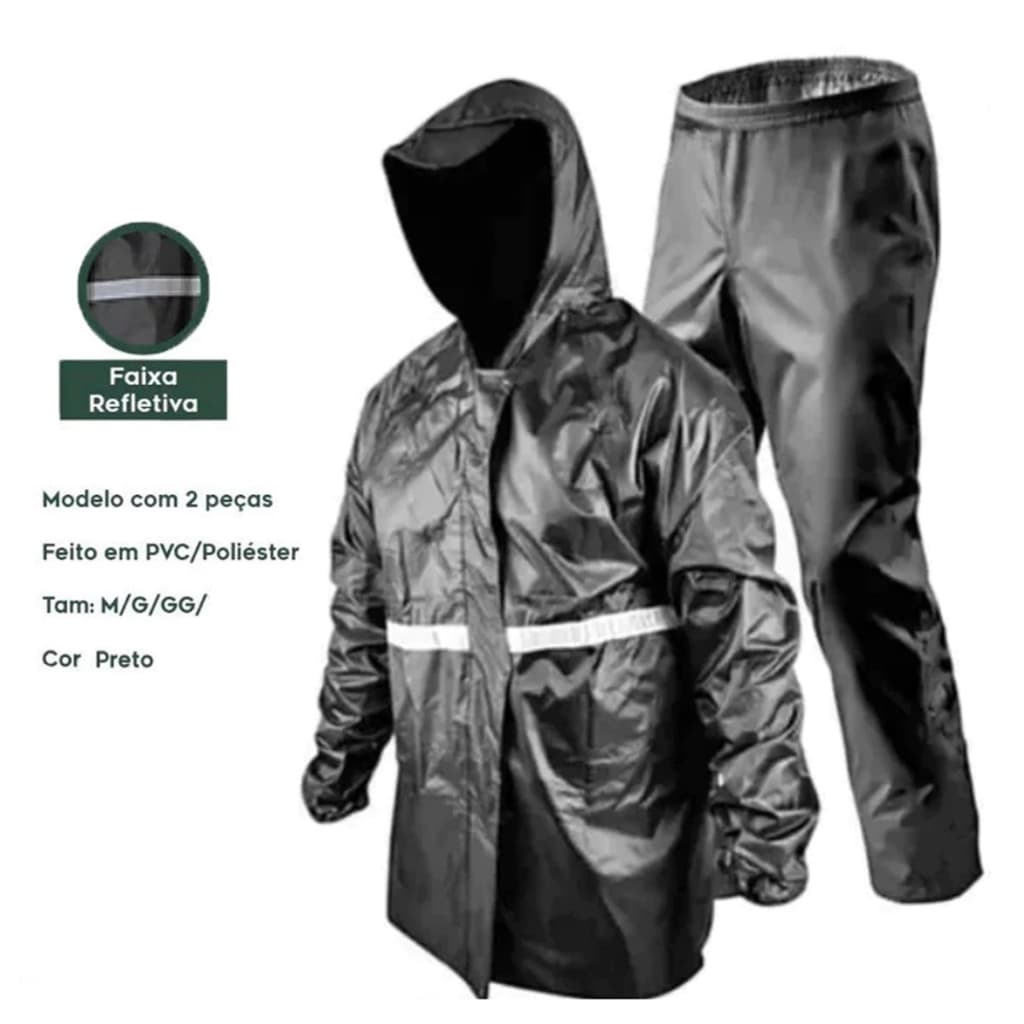 Capa de Chuva Impermeável para Motoqueiros e Ciclistas com Jaqueta Calça e Capuz
