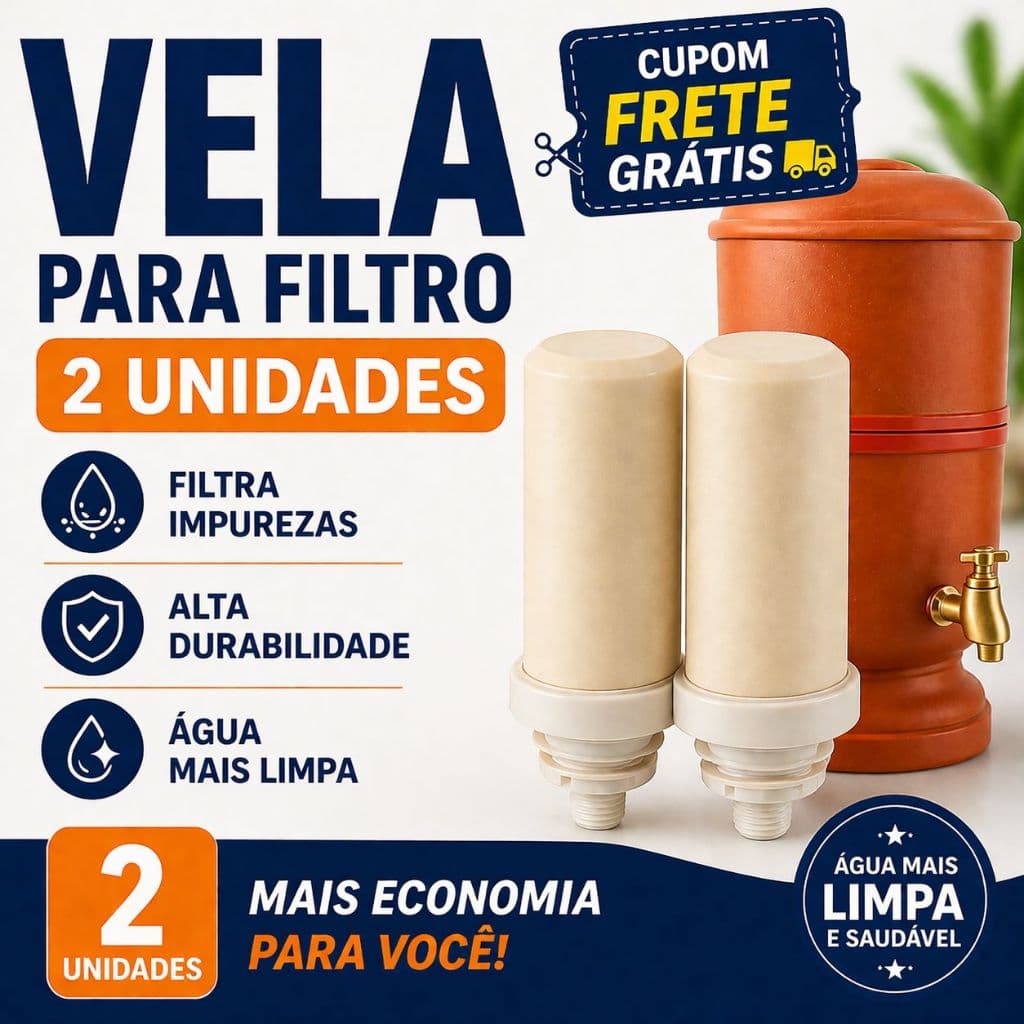 Velas para Filtro de Barro Cerâmica kit com 2 unidades | Mineral | Refil Purificador Água