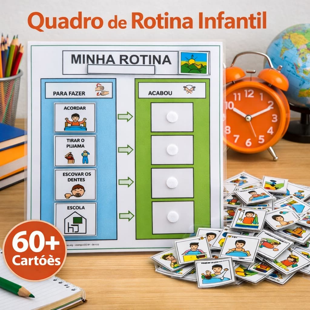Quadro de Rotina Infantil com Velcro – Visual, Educativo e Personalizável | Autonomia e Organização/Código RPP 081/26