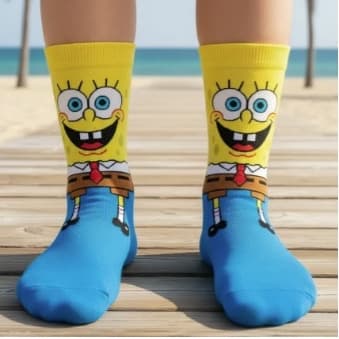 Meia Maculina Feminina Bob Esponja Bolha Personagem Divertida Intantil Confortável  Algodão Premium Pronta Entrega