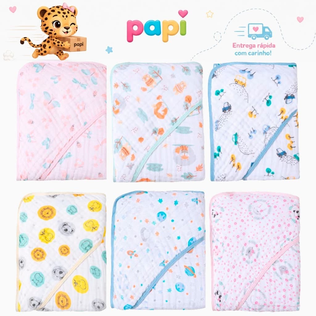 Toalha de Banho Fralda Soft com Capuz para Bebê Ou Kit com 2 toalhas