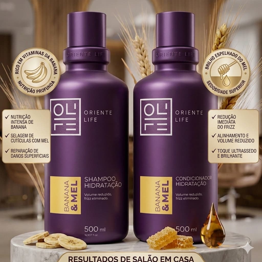 Kit Banana e Mel Shampoo e Condicionador Oriente Life 500ml