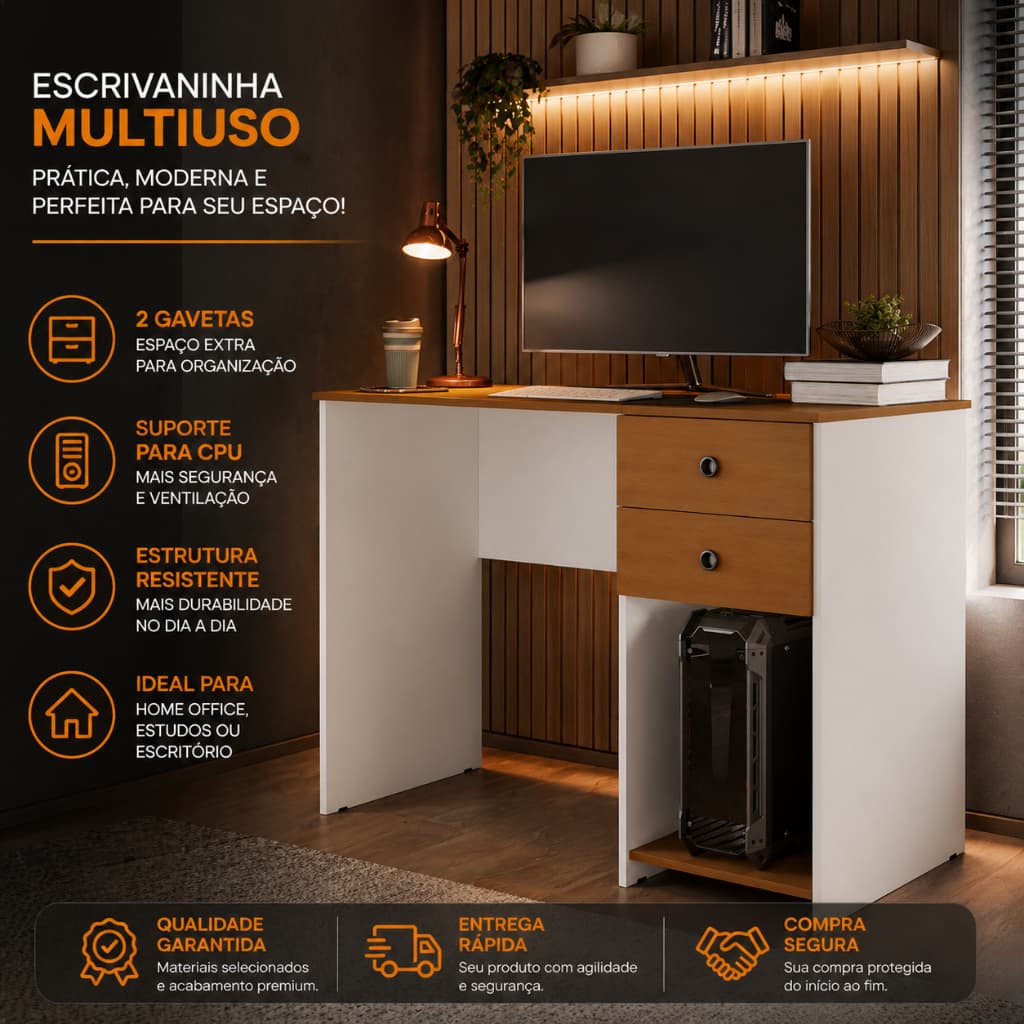 Mesa Escrivaninha Gamer NVIDIA Nitro Profissional com Suporte para CPU | Setup Gamer e Estação de Jogos Multiuso Estudo