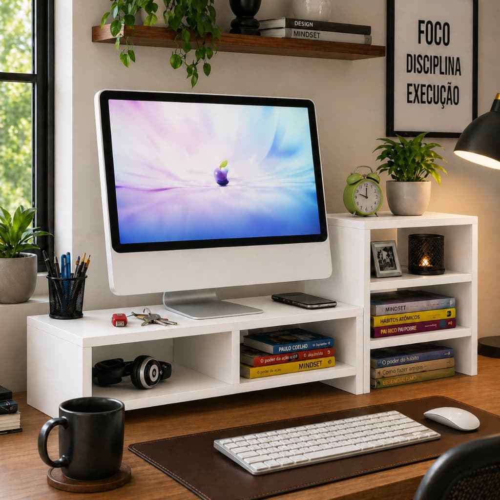 Suporte Monitor Organizador de Mesa Para Computador Escritório