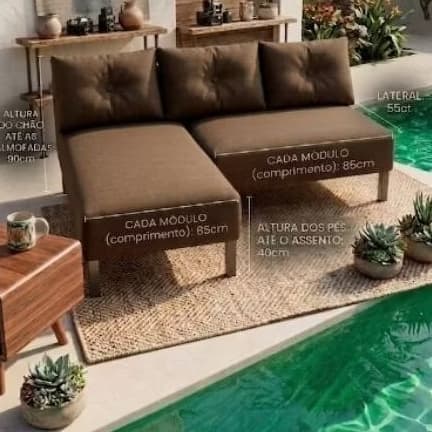 Sofa-cama de 2 lugar moderno com 3 Almofadas 2módulos de Encaixe Móveis Decoração casa escritório/ decoração promoção